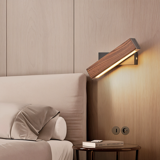TwistLED Wandlampe - 360° drehbare rechteckige LED-Wandlampe aus Holz
