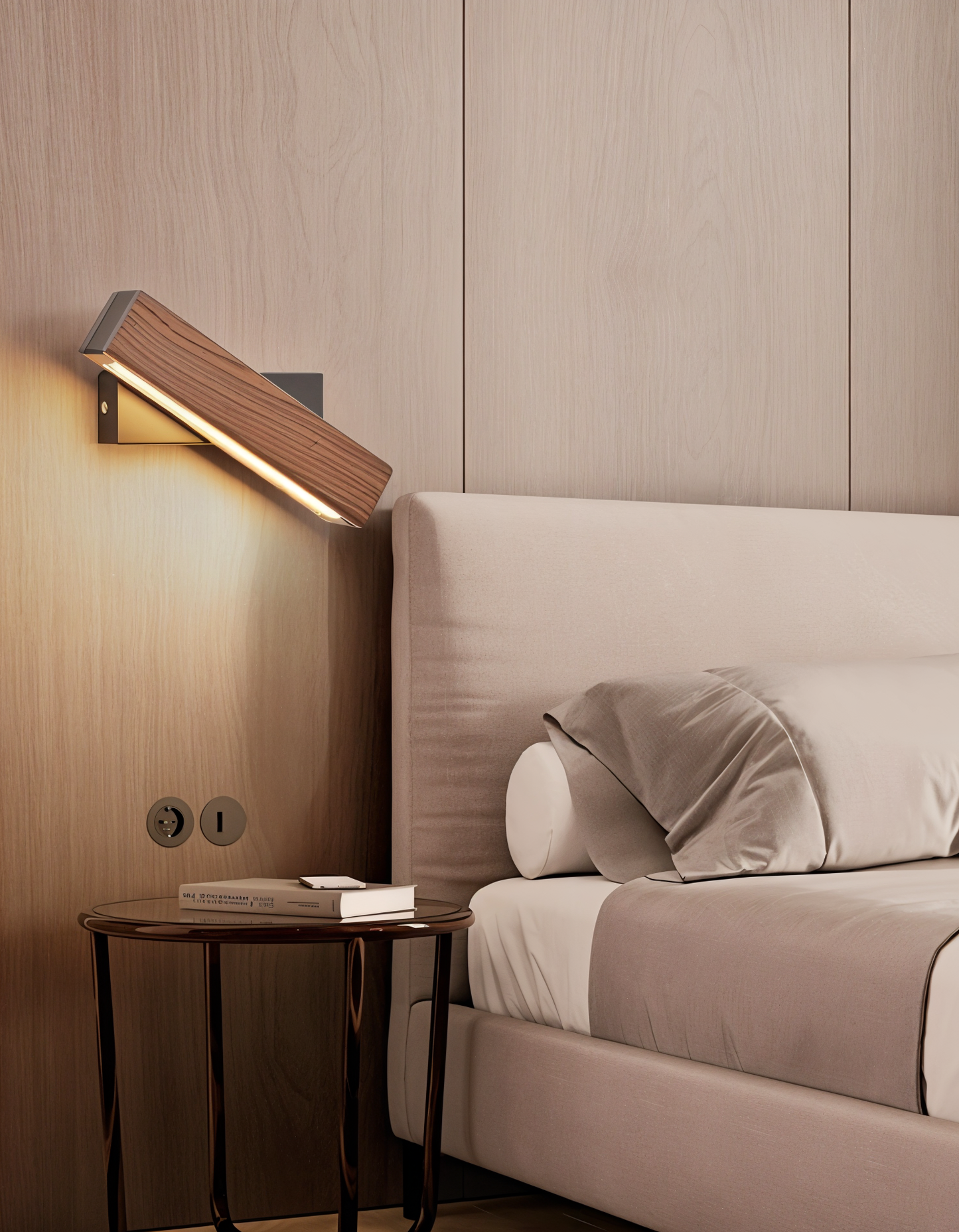 TwistLED Wandlampe - 360° drehbare rechteckige LED-Wandlampe aus Holz