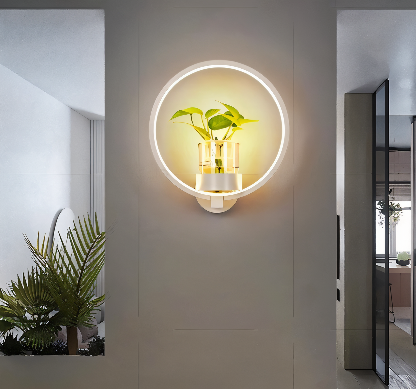 Frendorf | VerdantLume Wandleuchte - Minimalistische Wandleuchte mit Integrierter Pflanzenhalterung - Moderne Wandleuchten Geführt