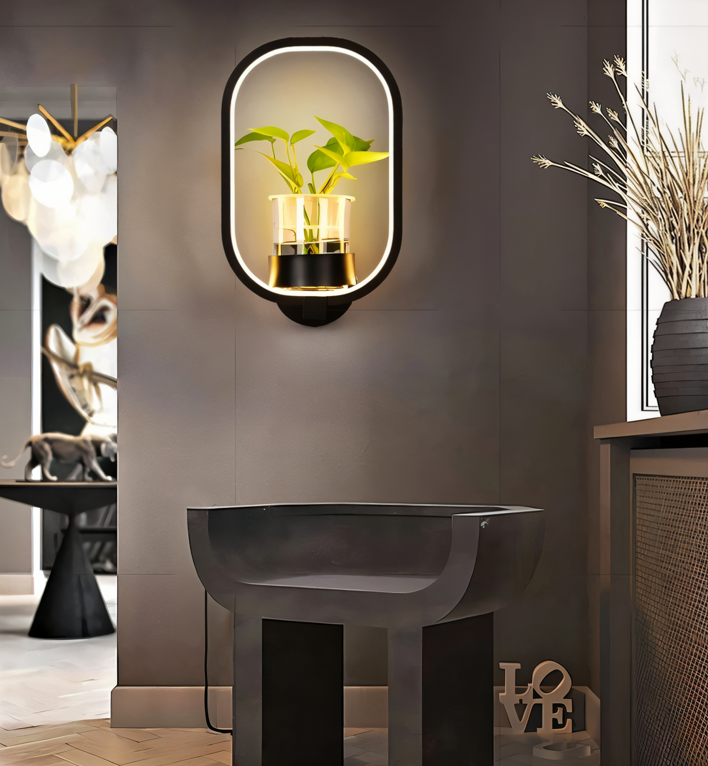 Frendorf | VerdantLume Wandleuchte - Minimalistische Wandleuchte mit Integrierter Pflanzenhalterung - Moderne Wandleuchten Geführt