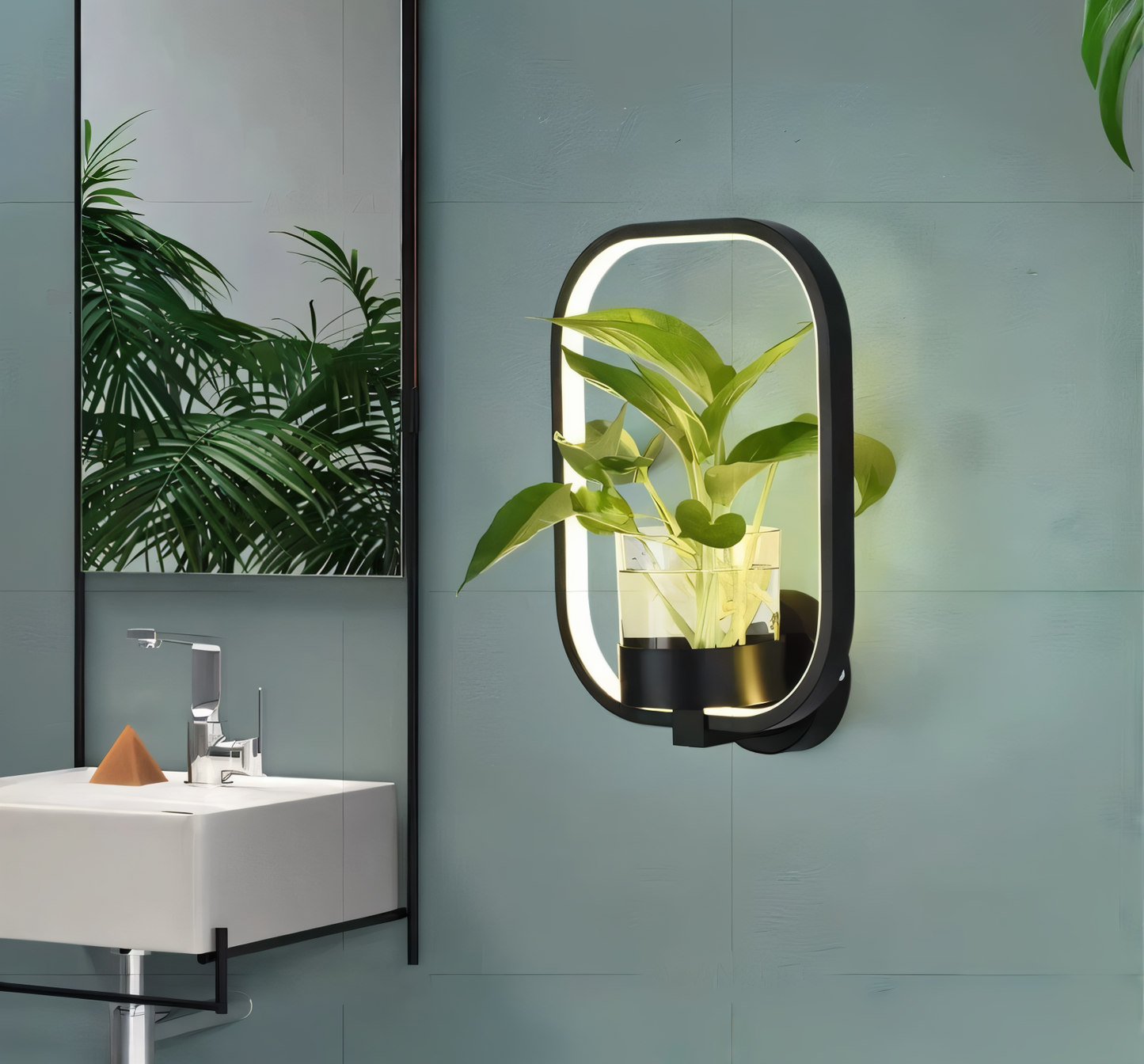 Frendorf | VerdantLume Wandleuchte - Minimalistische Wandleuchte mit Integrierter Pflanzenhalterung - Moderne Wandleuchten Geführt