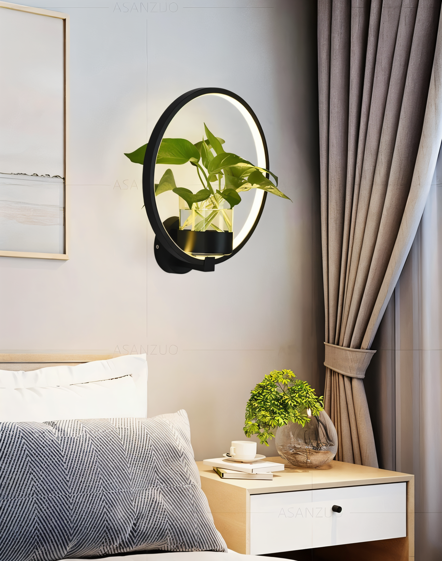 Frendorf | VerdantLume Wandleuchte - Minimalistische Wandleuchte mit Integrierter Pflanzenhalterung - Moderne Wandleuchten Geführt