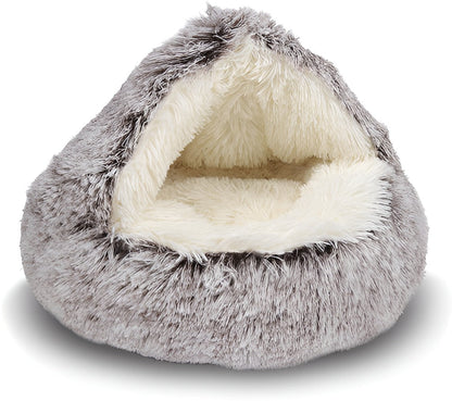 Frendorf | WarmPaws - 2-in-1 Warmes und Kuscheliges Rundbett für Kleine Hunde und Katzen