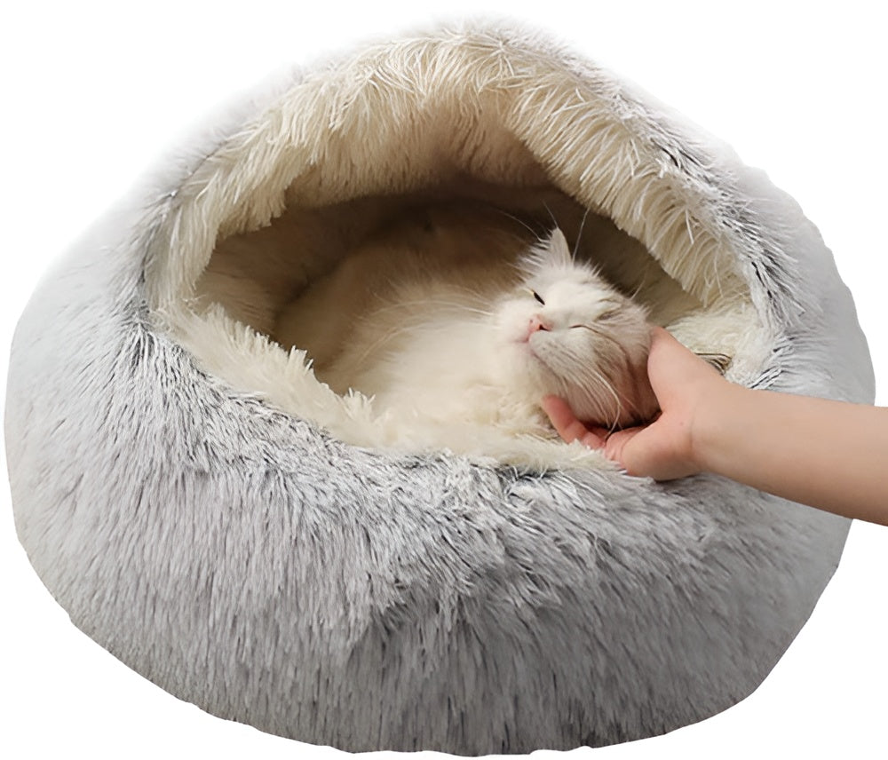 Frendorf | WarmPaws - 2-in-1 Warmes und Kuscheliges Rundbett für Kleine Hunde und Katzen