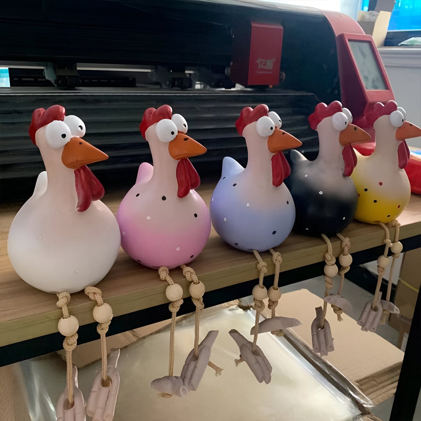 Frendorf | Big-eyed Huhn Statue - Wetterfeste Harz Handwerk - Rooster Garten Statue