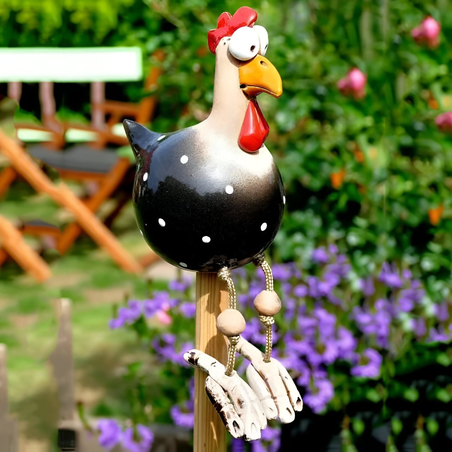 Große Augen Huhn Statue - Wetterfester Harz Handwerk - Hahn Garten Statue