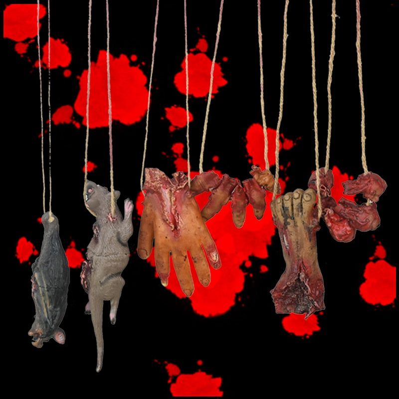 Horror Halloween Ornament Hängendes Anhänger Gruselige Blutige Maus Fledermaus Finger Hängende Requisiten Spukhaus Halloween Dekorationen