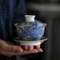 Heiß handbemalte blaue und weiße Porzellan Gaiwan Teetasse chinesisches Kung Fu Teeset Teewaren Tee Zubehör Wohn- und Bürotischdekoration