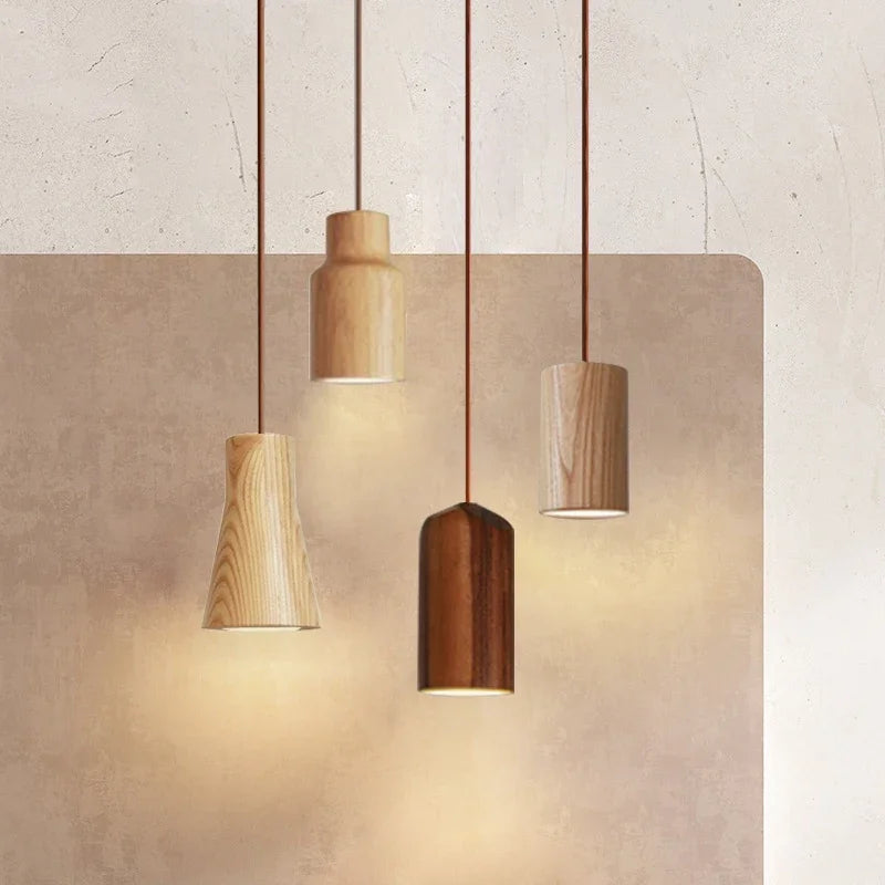 Skandinavische Holz Hängeleuchte – Minimalistisches Design für Wohnzimmer und Schlafzimmer | Natürlicher Holzlook