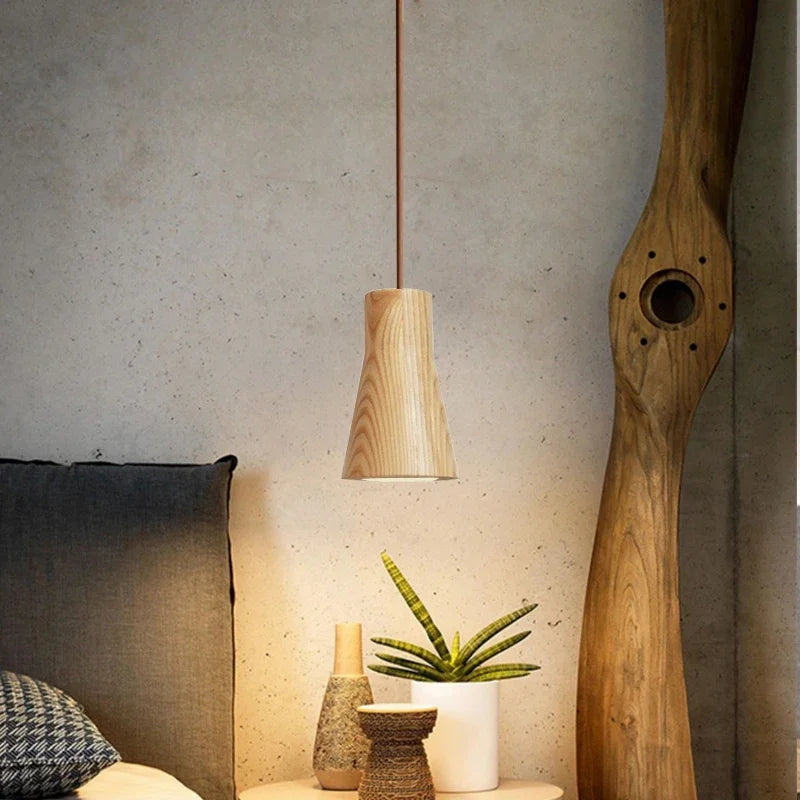 Skandinavische Holz Hängeleuchte – Minimalistisches Design für Wohnzimmer und Schlafzimmer | Natürlicher Holzlook