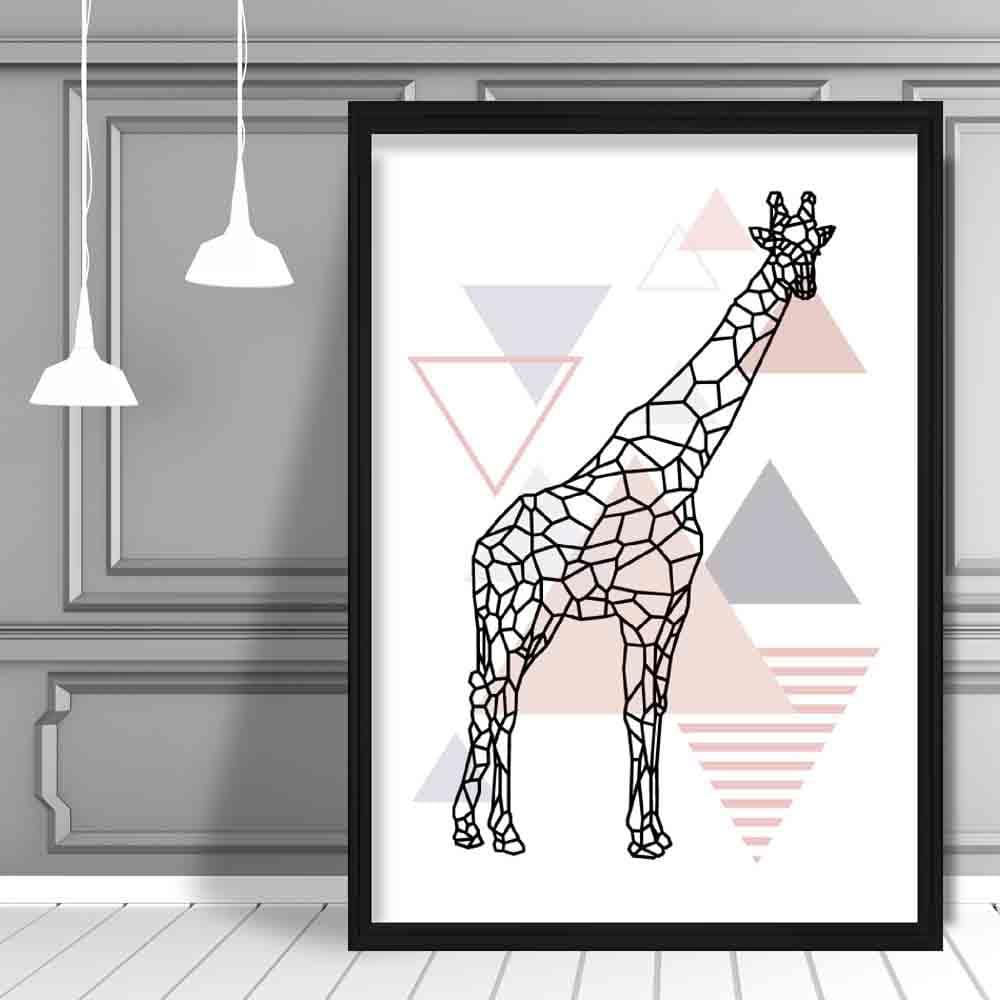 Giraffe Geometrisch Skandinavisch Blush Pink Kunstdruck