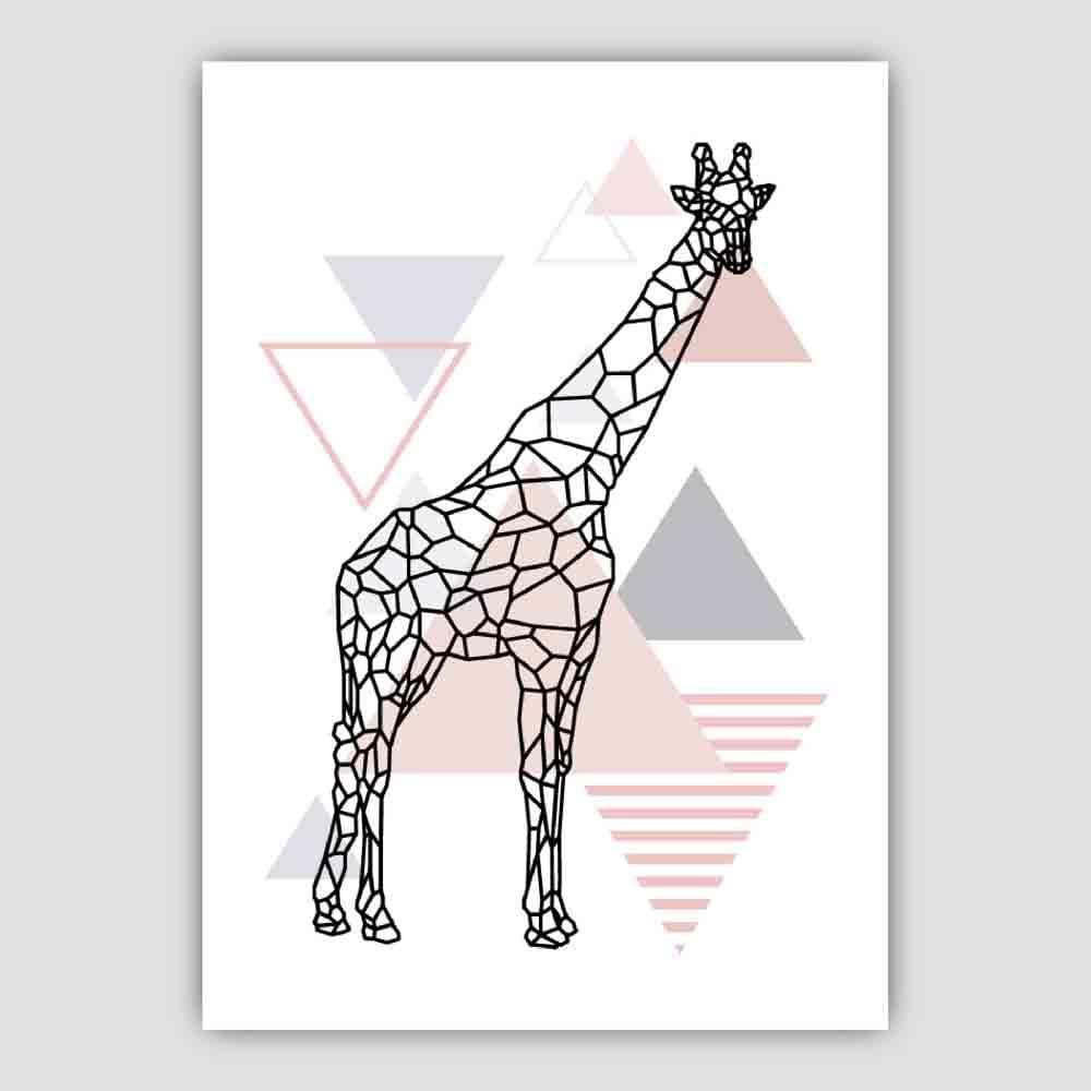 Giraffe Geometrisch Skandinavisch Blush Pink Kunstdruck