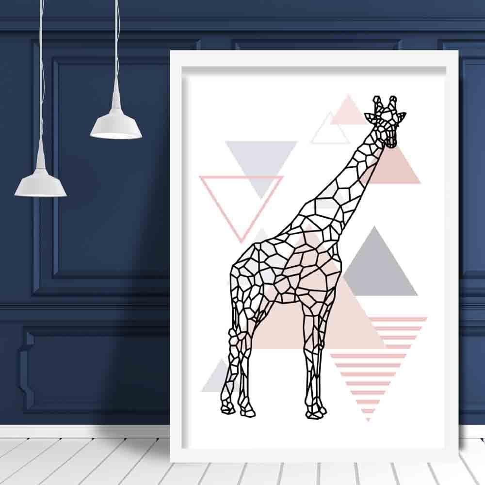 Giraffe Geometrisch Skandinavisch Blush Pink Kunstdruck