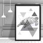 Turtle Geometric Scandinavian Mono Grau Kunstdruck