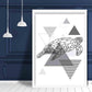 Turtle Geometric Scandinavian Mono Grau Kunstdruck