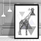 Giraffe Geometric Scandinavian Mono Grau Kunstdruck
