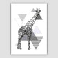 Giraffe Geometric Scandinavian Mono Grau Kunstdruck
