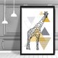 Giraffe Geometrisch Skandinavisch Gelb und Grau Druck
