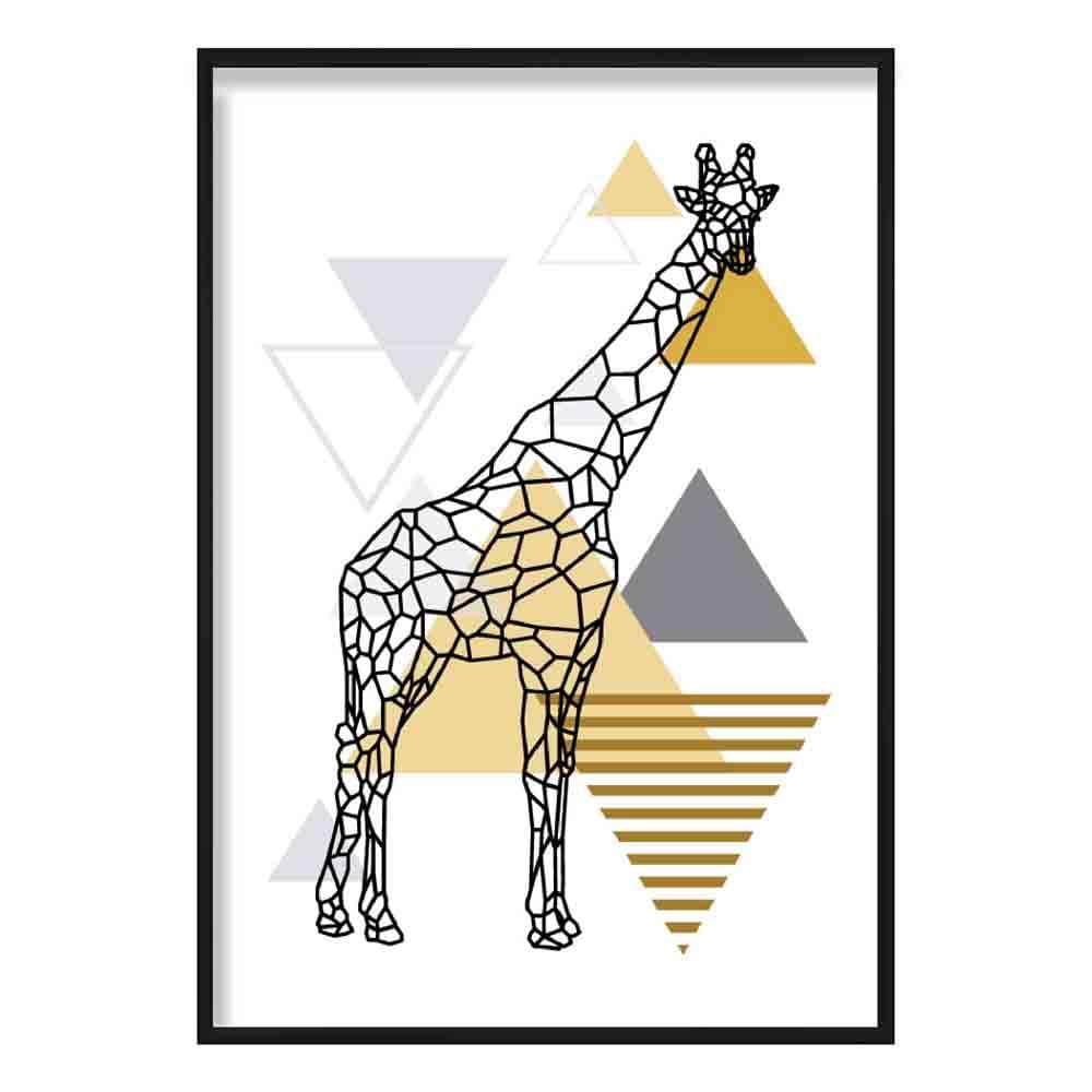 Giraffe Geometrisch Skandinavisch Gelb und Grau Druck