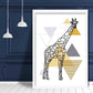 Giraffe Geometrisch Skandinavisch Gelb und Grau Druck