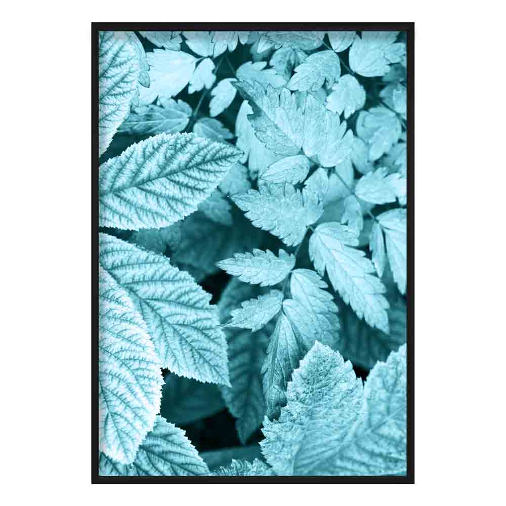 Bramble Leaves Makrofoto in Teal-Druck
