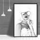 Schwarz & Weiß Mode Foto Frau Sonnenbrille Druck