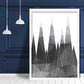Geometrische Poly Schwarz und Grau Berge Poster