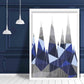 Geometric Poly Navy Blau und Grau Berge Poster