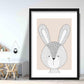 Rabbit Sketch Style Nursery Beige Kunstdruck