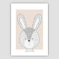 Rabbit Sketch Style Nursery Beige Kunstdruck
