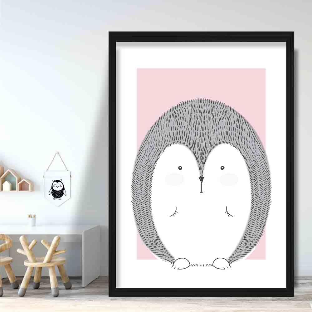 Igel Skizzenstil Kinderzimmer Baby Rosa Kunstdruck