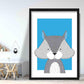 Eichhörnchen Skizze Stil Kinderzimmer Helles Blau Kunstdruck