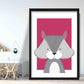 Eichhörnchen Skizze Stil Kinderzimmer Helles Pink Kunstdruck
