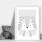 Tiger Skizzenstil Kinderzimmer Grau Kunstdruck