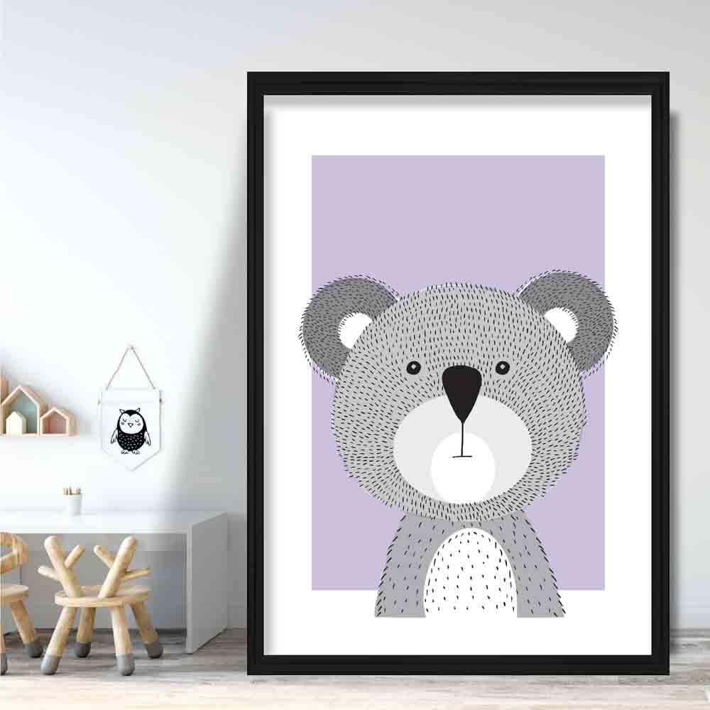 Koala Sketch Style Nursery Lilac Kunstdruck