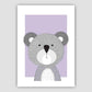 Koala Sketch Style Nursery Lilac Kunstdruck
