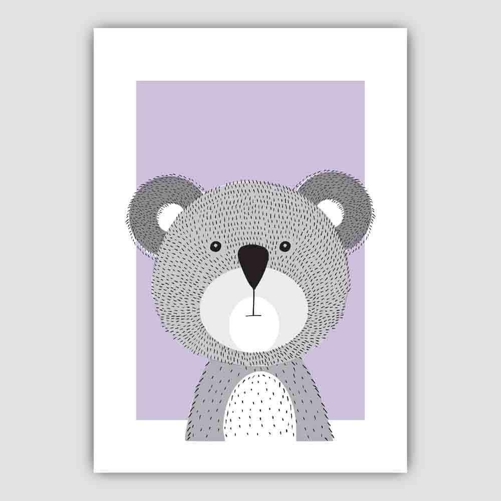 Koala Sketch Style Nursery Lilac Kunstdruck