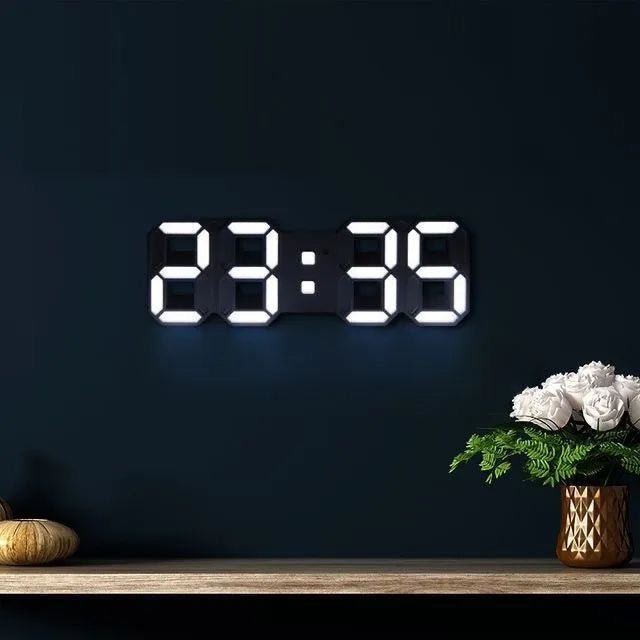 LumiSync 3D LED Wanduhr – Moderne Digitale Uhr mit Dimmbarer Beleuchtung