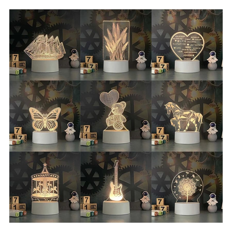 Frendorf | DinoLume 3D Acryl LED Nachtlicht | Baby-Dinosaurier | USB Lampe für Kinderzimmer, Geschenke & Dekoration