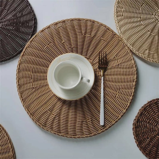 6-teiliges Set Dickere Rattan Tischset