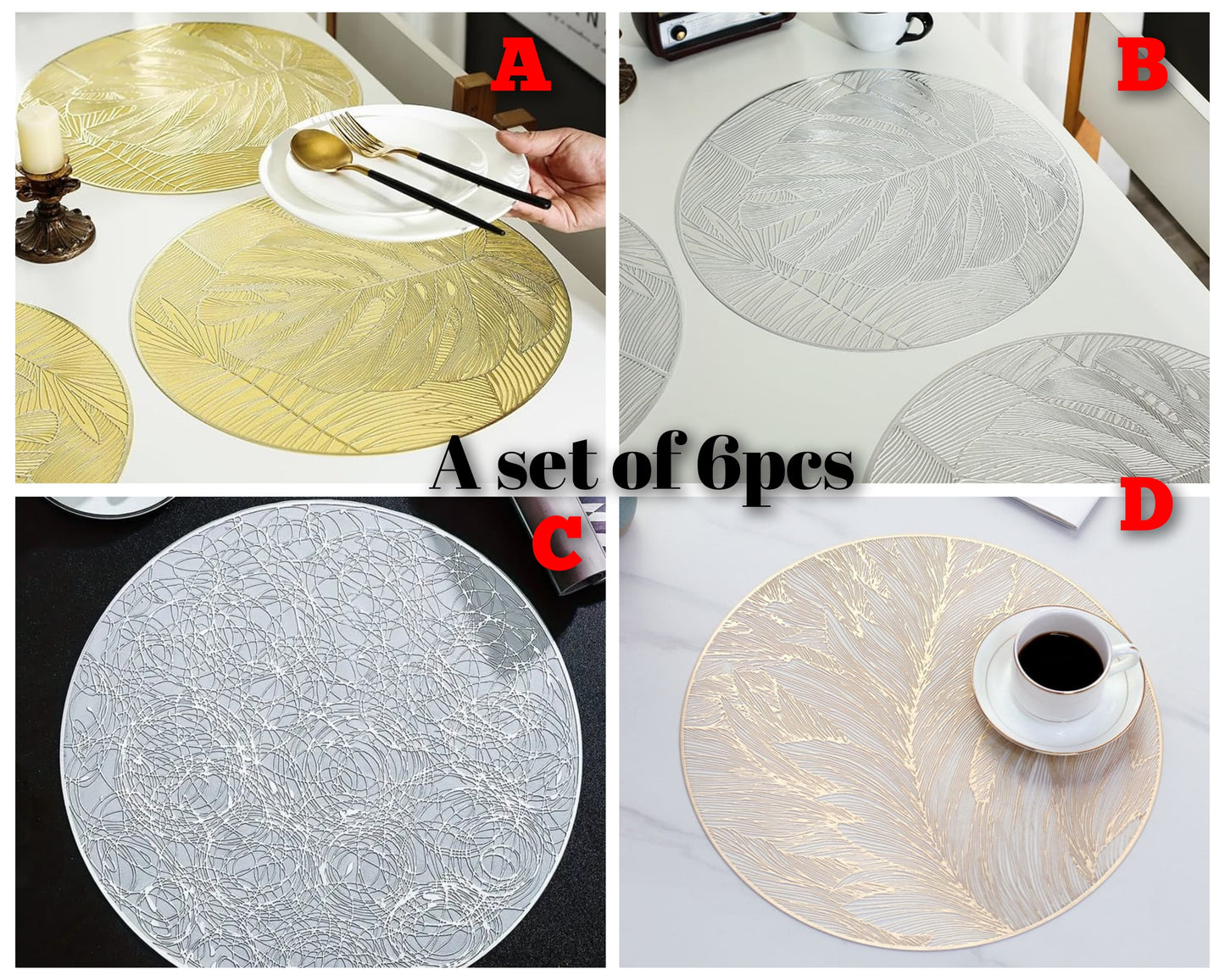 6 Stück Vlies Tischsets