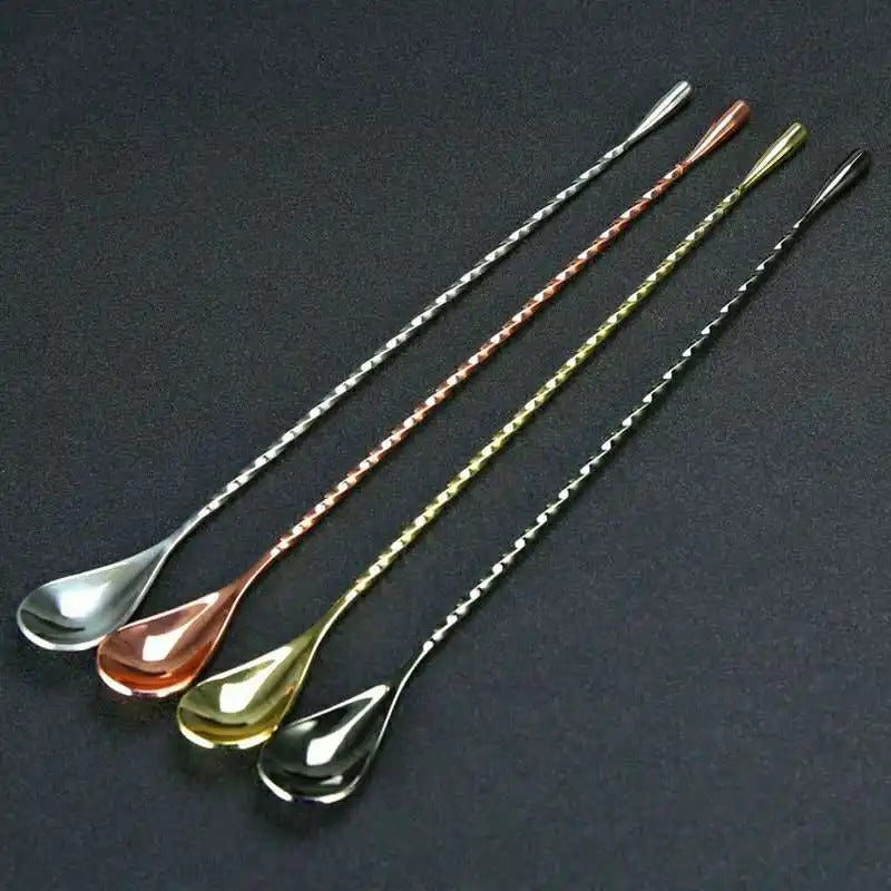 Frendorf | Stylische Silber Cocktail Mixlöffel Set von 2 - Wiederverwendbarer Edelstahl, Ideal zum Mischen von Getränken, Verfügbar in Gold, Silber, Roségold und Schwarz