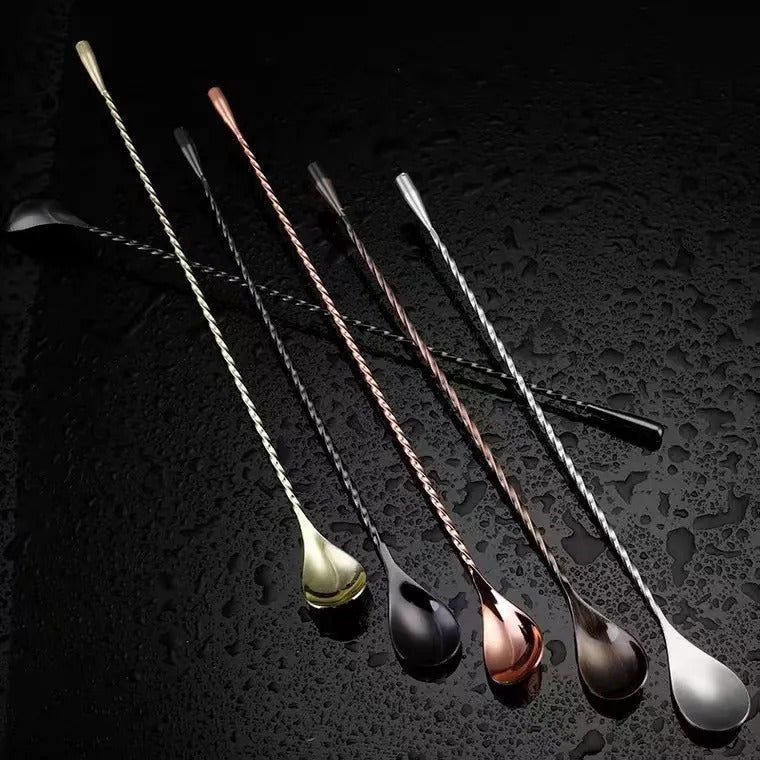 Frendorf | Stylische Silber Cocktail Mixlöffel Set von 2 - Wiederverwendbarer Edelstahl, Ideal zum Mischen von Getränken, Verfügbar in Gold, Silber, Roségold und Schwarz