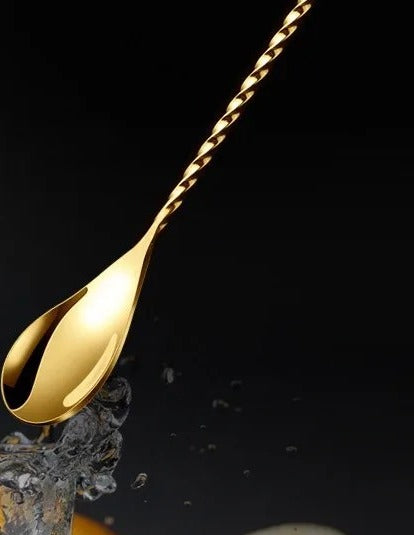 Frendorf | Stylische Silber Cocktail Mixlöffel Set von 2 - Wiederverwendbarer Edelstahl, Ideal zum Mischen von Getränken, Verfügbar in Gold, Silber, Roségold und Schwarz