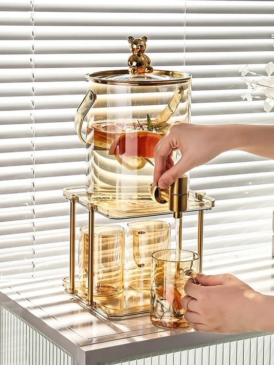 Glas Saftspender mit 4 Bechern