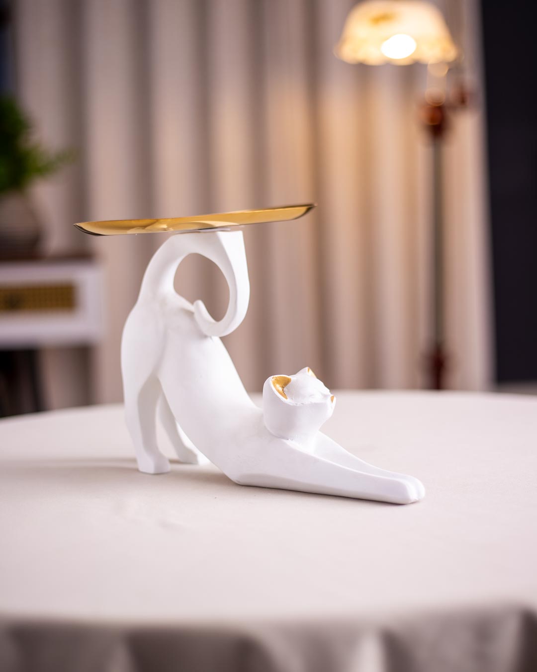 Frendorf | Felinova Tray-Tailed Katzenfigur | Einzigartige Deko-Skulptur | Modernes Design | Praktische Ablage