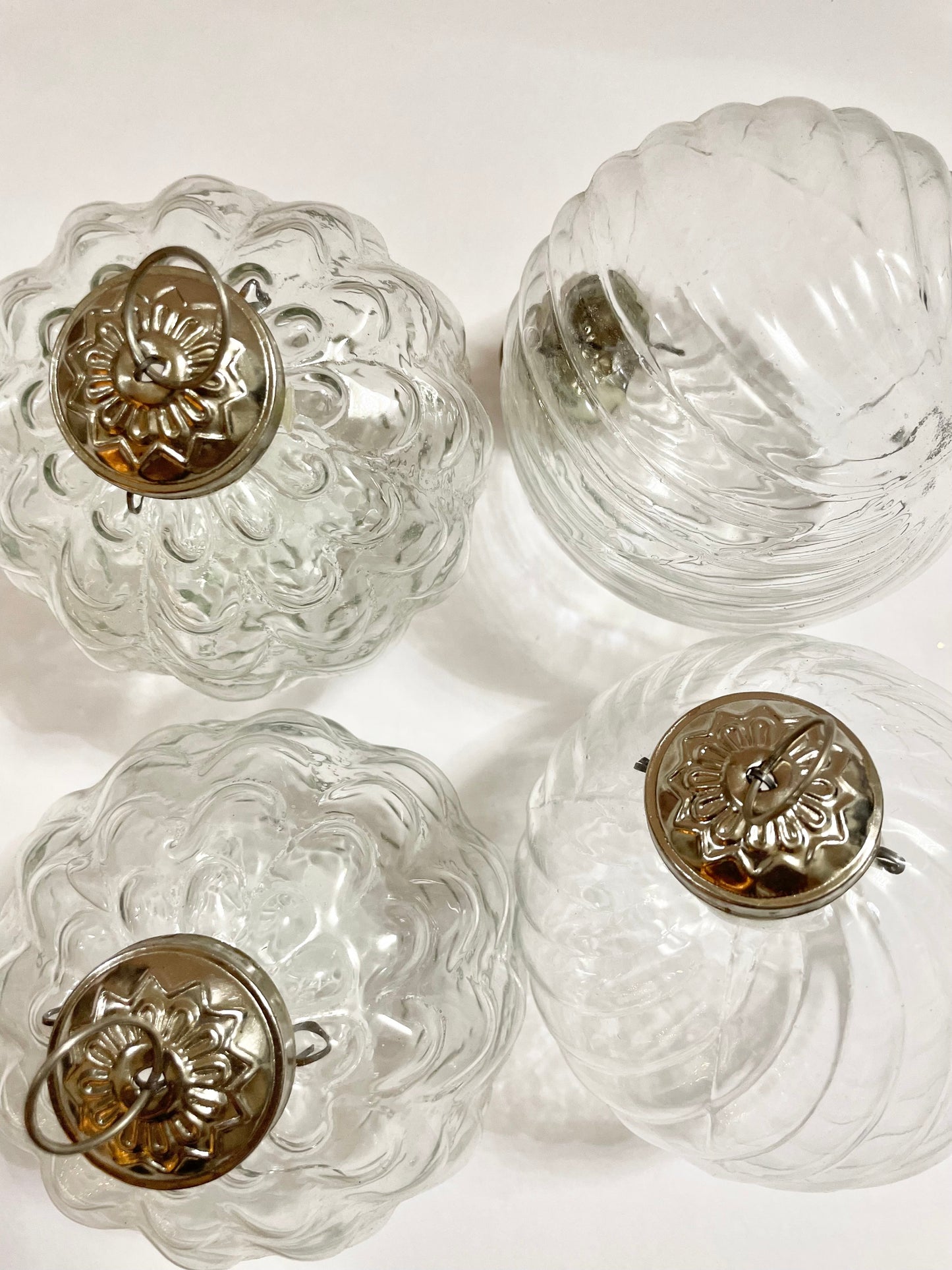 4" Klare Glas Ballornamente Set von 3