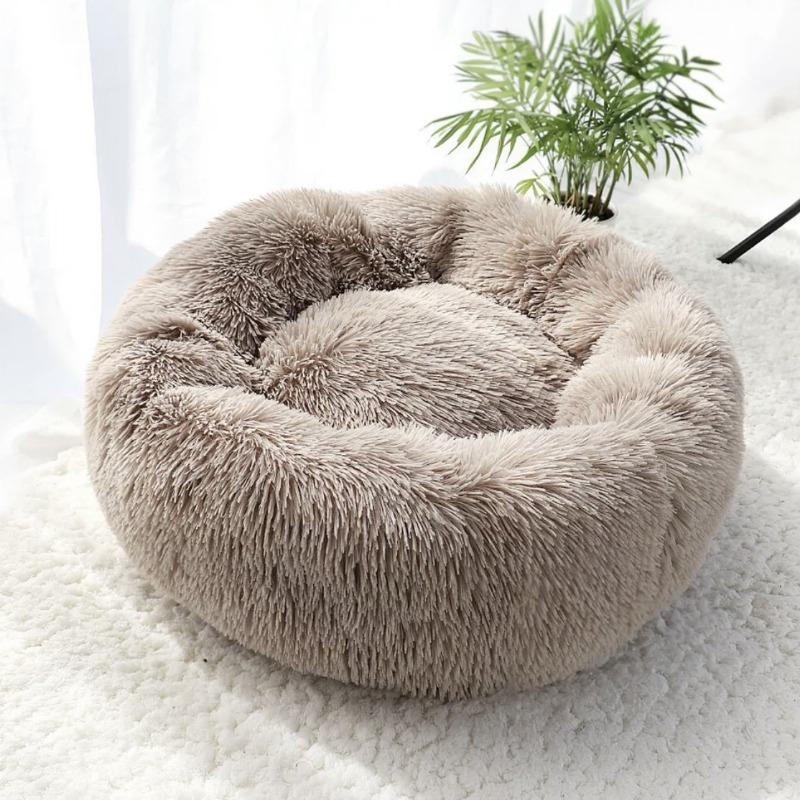 Runder Plüsch beruhigender Donut-Katzenbett-Nest