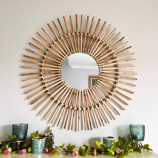 Natural Rattan Mirror 80cm