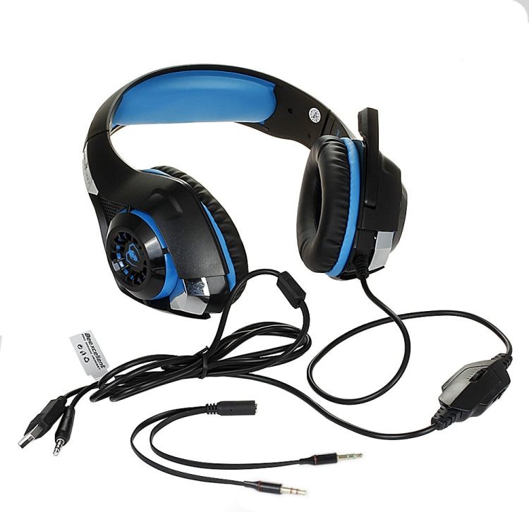 Frendorf | Beexcellent GM-1 Stereo-Bass-Gaming-Kopfhörer mit Mikrofon & LED-Licht, für PS4, Smartphone, Tablet, PC, Notebook (Blau)